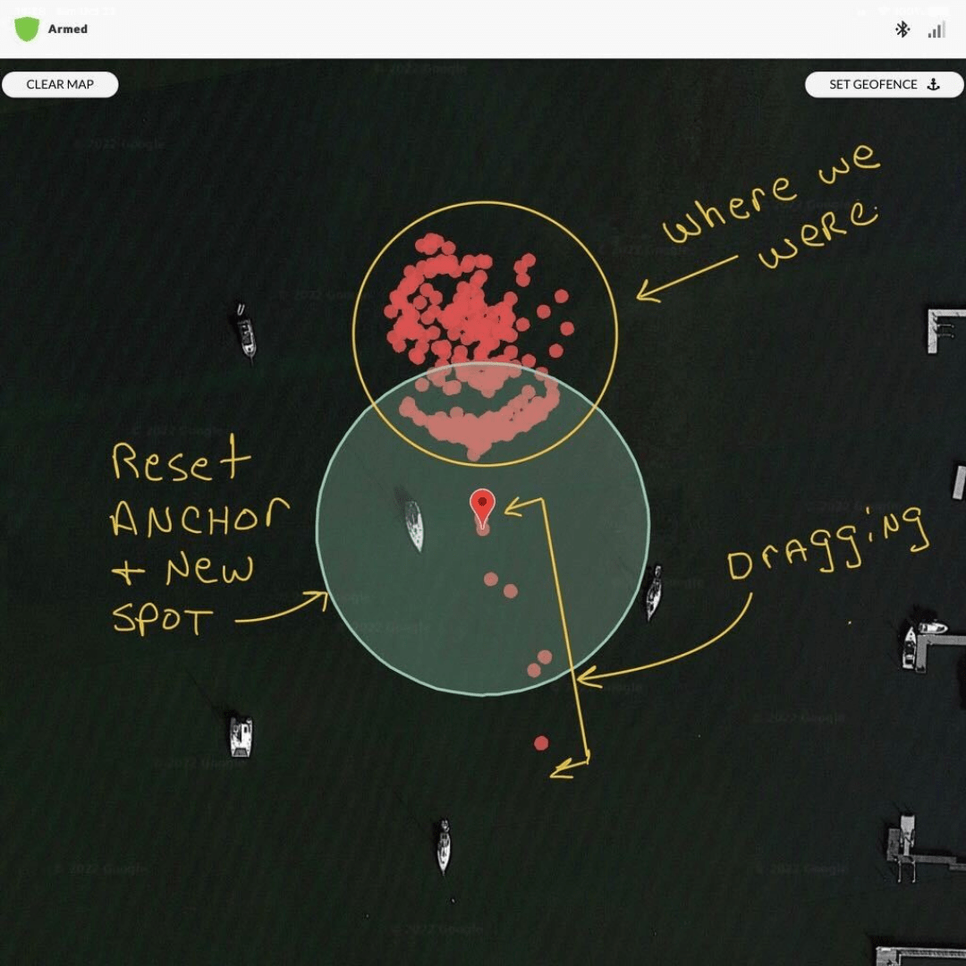 Anchor alarm geofence