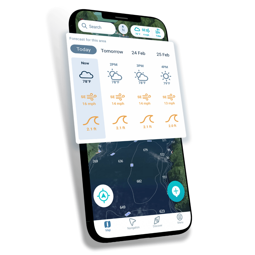 Wavve boating app weather feature