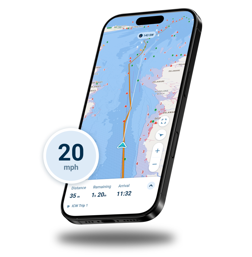 Wavve Boating app speedometer feature